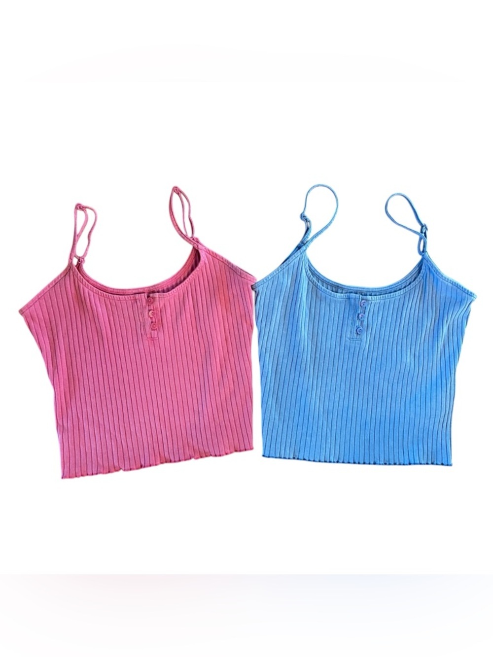 2 American Eagle Ribbed Cotton Cropped Tank Tops Women’s Size Medium